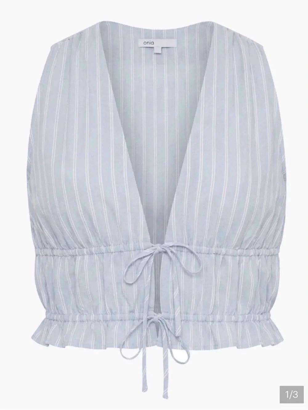 Tie Front Top & Paper Bag Pant by Onia in Light Sky